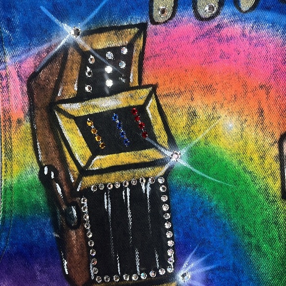 Jean Vest Atlantic City Airbrush Colorful Gambling Size XL - Picture 8 of 16
